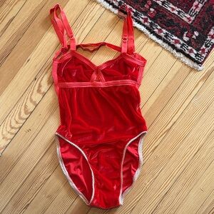 Solstice Intimates Cherry Red Velvet Bodysuit